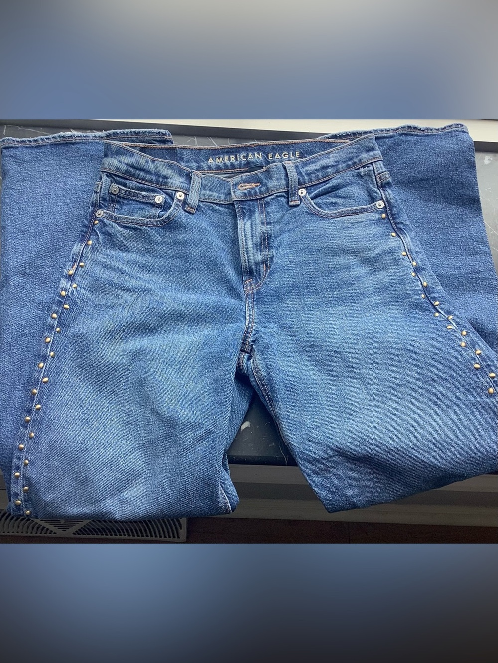 American Eagle Outfitters Women's Brass Studded stove pipe Jeans